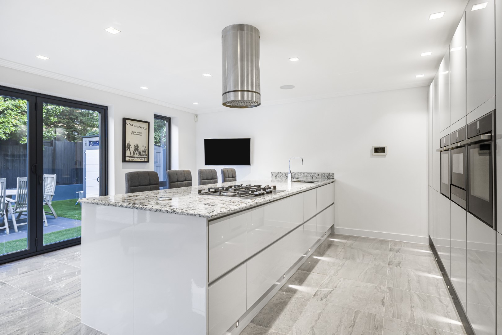 Polished Porcelain Floors in Marble Effect & Granite Worktop Kitchens Property Refurbishment